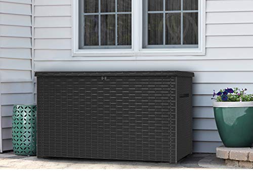 230 Gallon Resin Rattan Look Large Outdoor Storage Deck Box