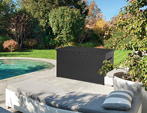 230 Gallon Resin Rattan Look Large Outdoor Storage Deck Box
