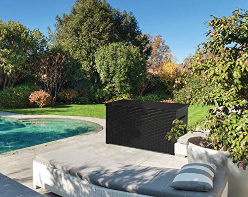 230 Gallon Resin Rattan Look Large Outdoor Storage Deck Box
