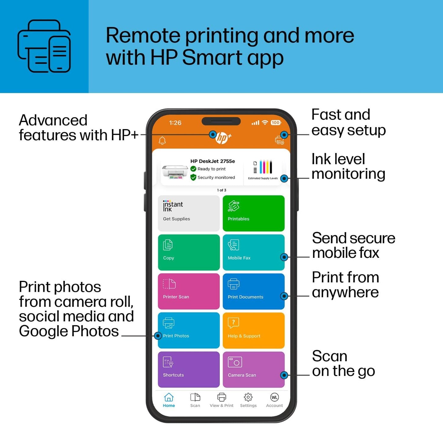 DeskJet 2755e Wireless Color inkjet-printer