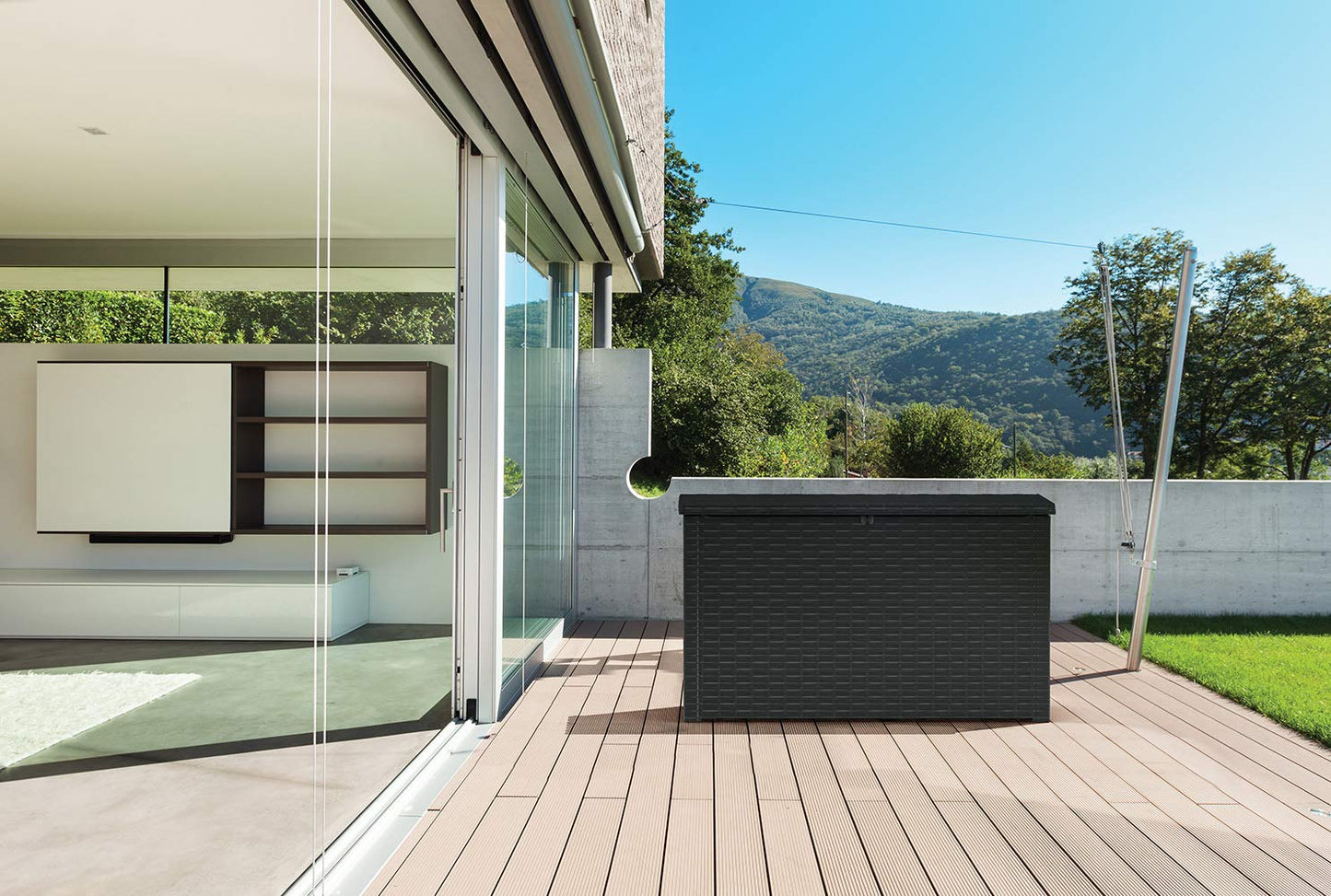230 Gallon Resin Rattan Look Large Outdoor Storage Deck Box