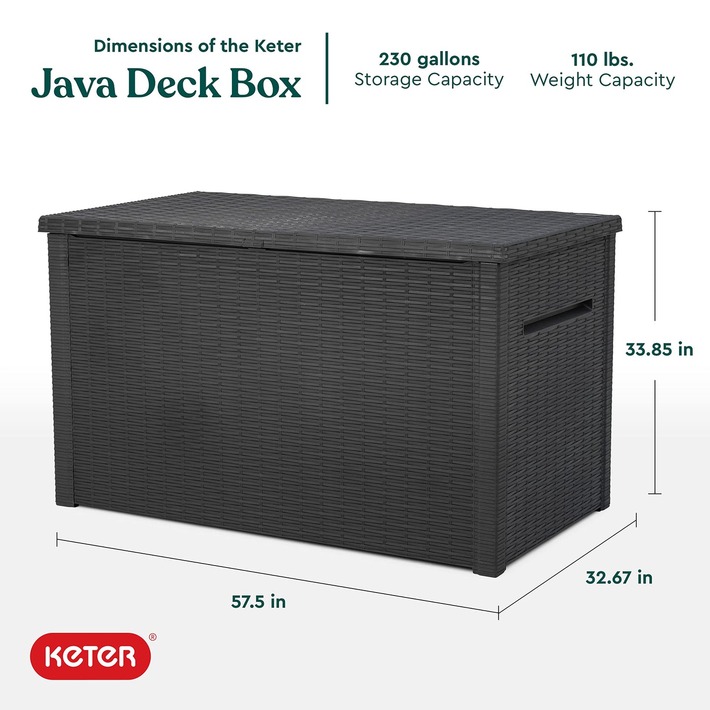 230 Gallon Resin Rattan Look Large Outdoor Storage Deck Box