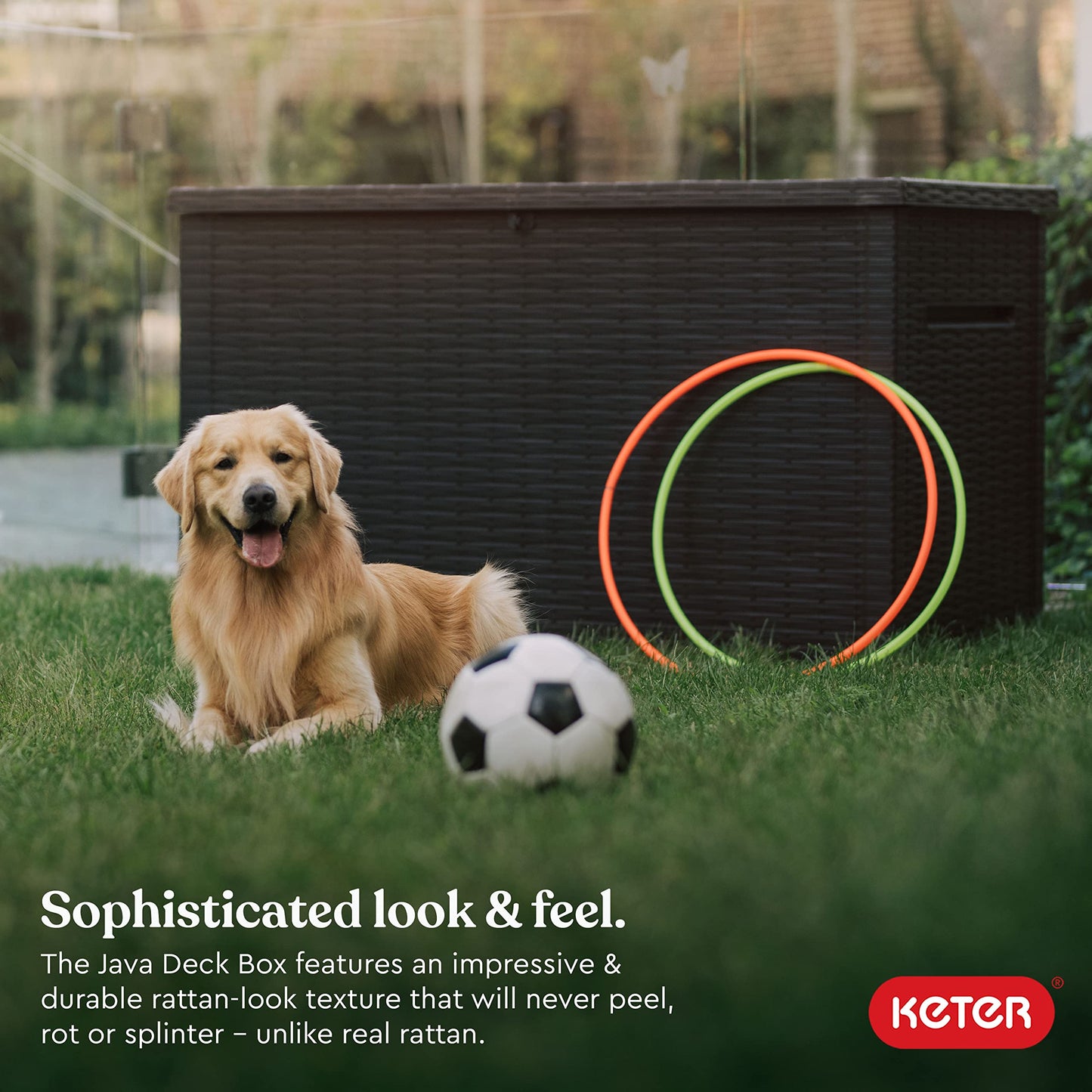230 Gallon Resin Rattan Look Large Outdoor Storage Deck Box