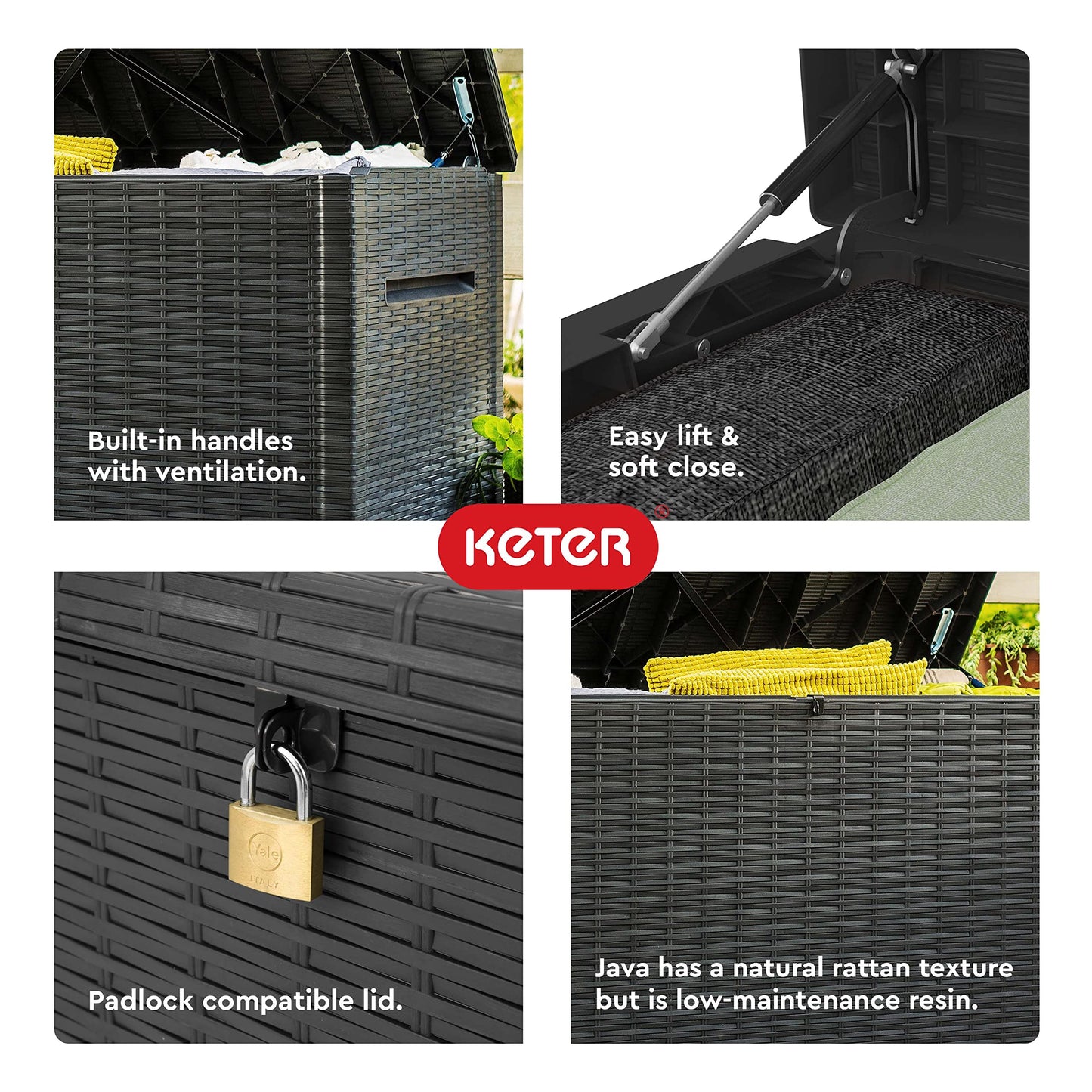 230 Gallon Resin Rattan Look Large Outdoor Storage Deck Box