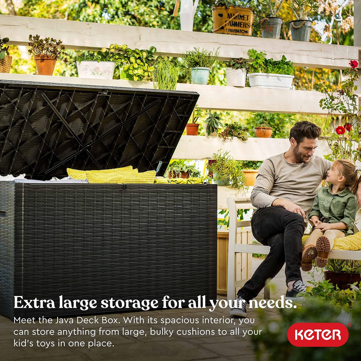 230 Gallon Resin Rattan Look Large Outdoor Storage Deck Box